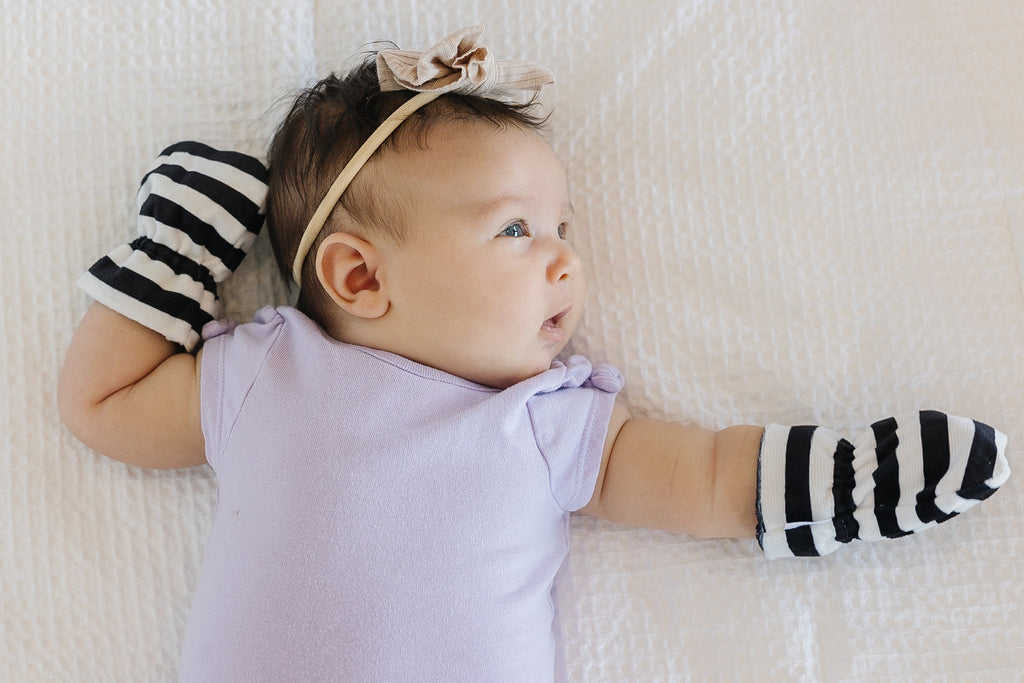 Black & White Stripes Baby Mittens