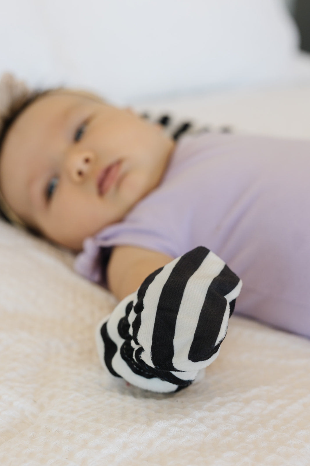 Black & White Stripes Baby Mittens