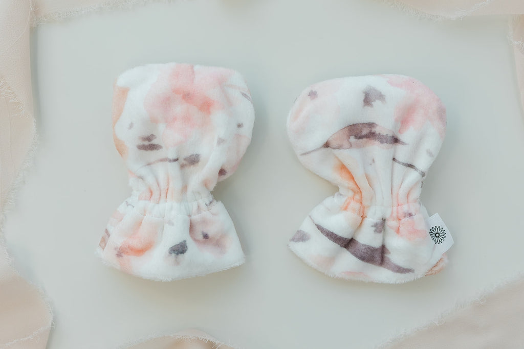 Painted Flowers Baby Mittens
