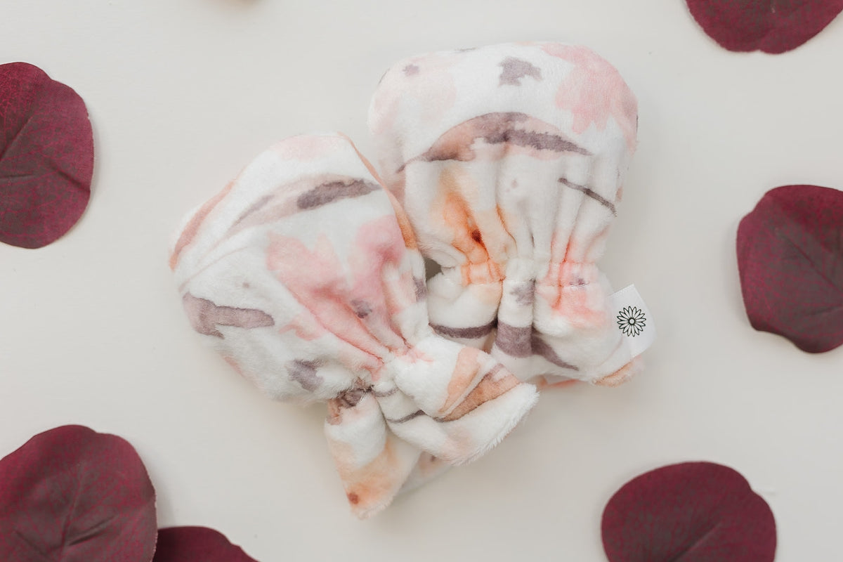 Baby Mittens with Silicone Grip - Painted Flowers