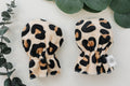 Stay-On Baby Mittens with Silicone Grip - Cheetah No Scratch Mittens for Newborns 0-6 Months