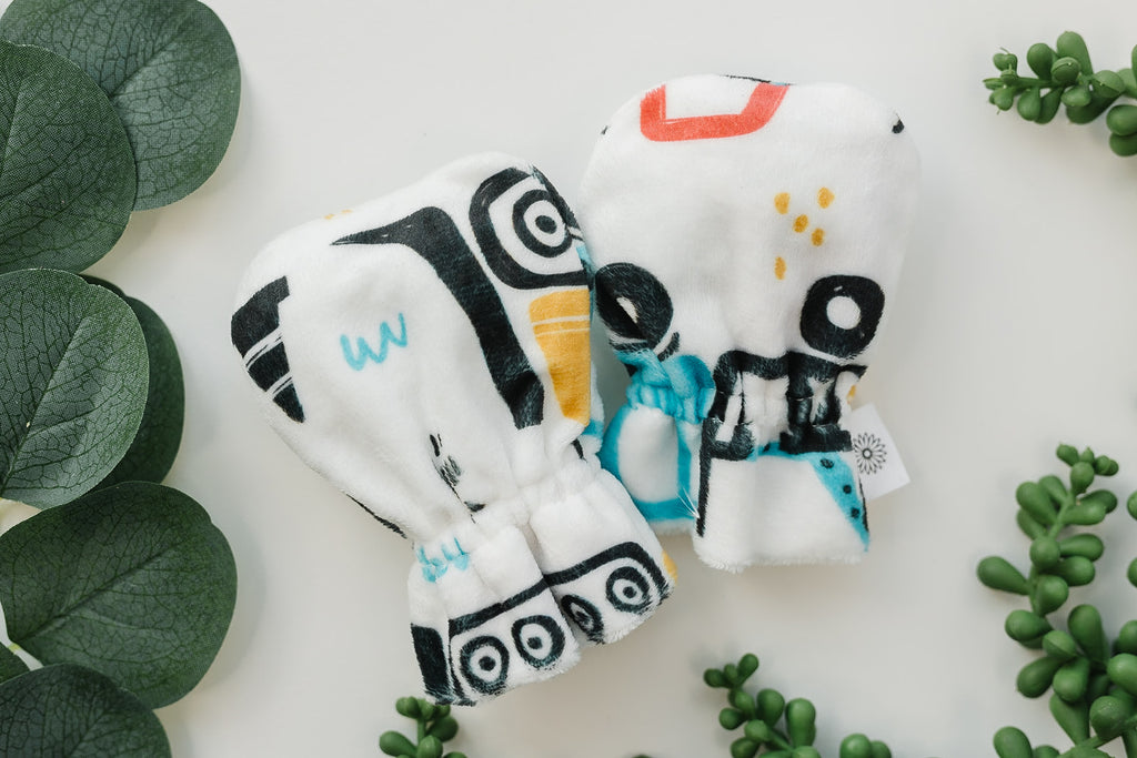 Construction Trucks Baby Mittens
