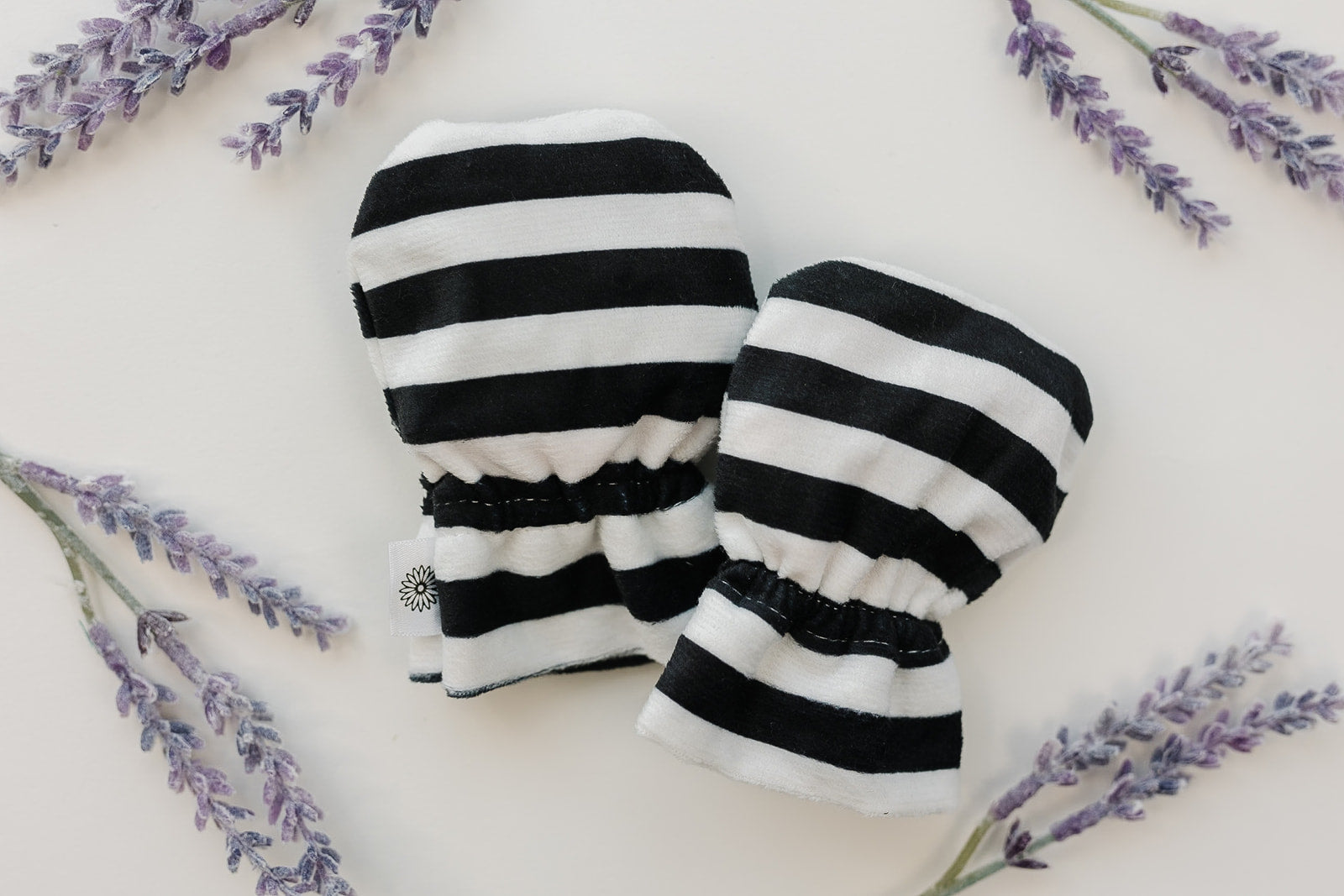 Black & White Stripes Baby Mittens
