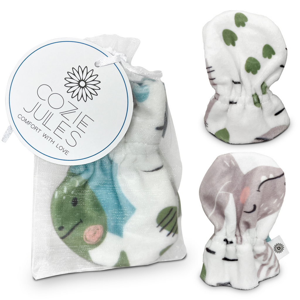 Stay-On Baby Mittens with Silicone Grip - Baby Dino No Scratch Mittens for Newborns 0-6 Months