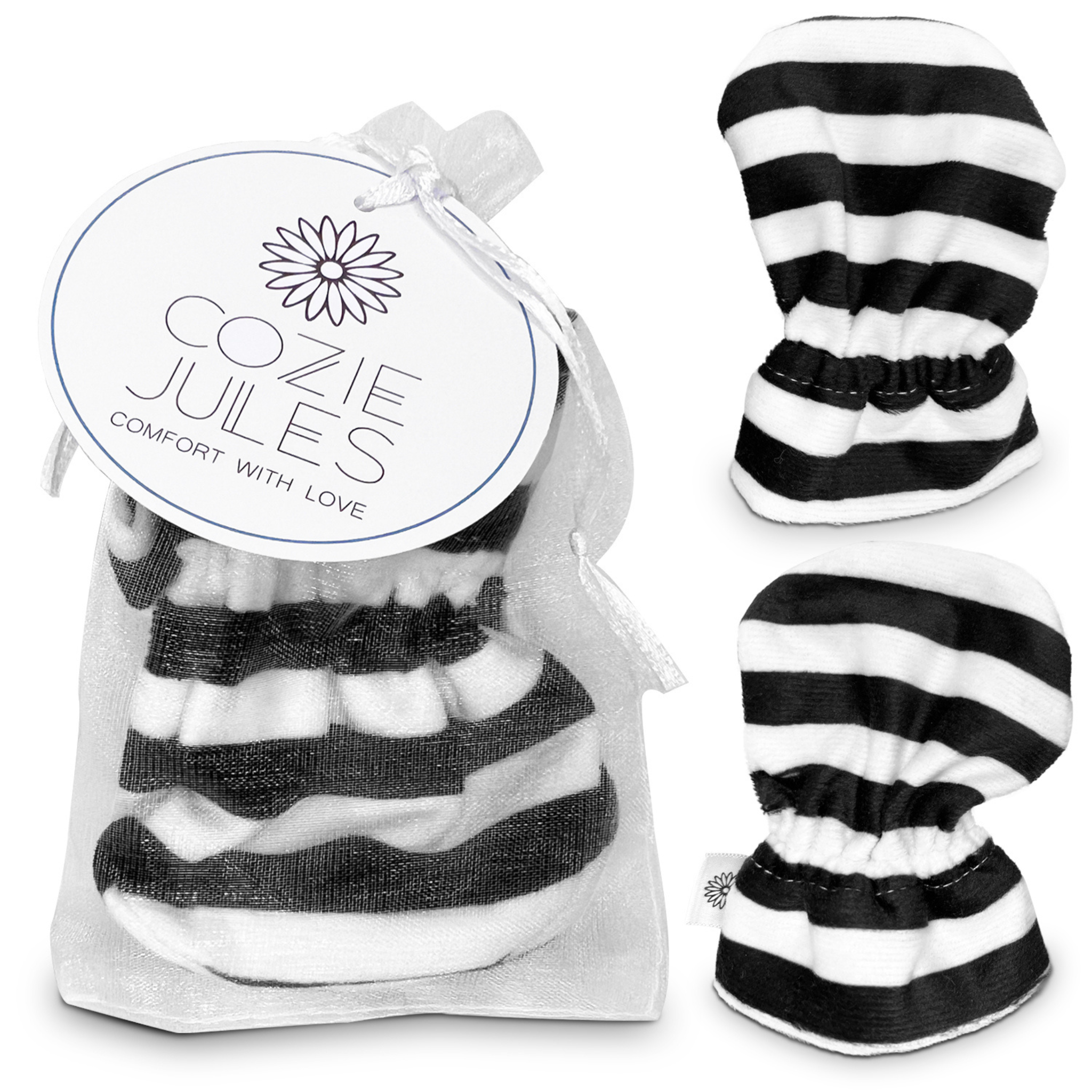 Black & White Stripes Baby Mittens