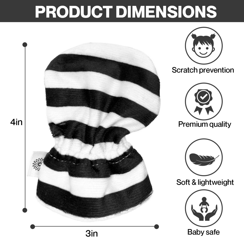 Black & White Stripes Baby Mittens