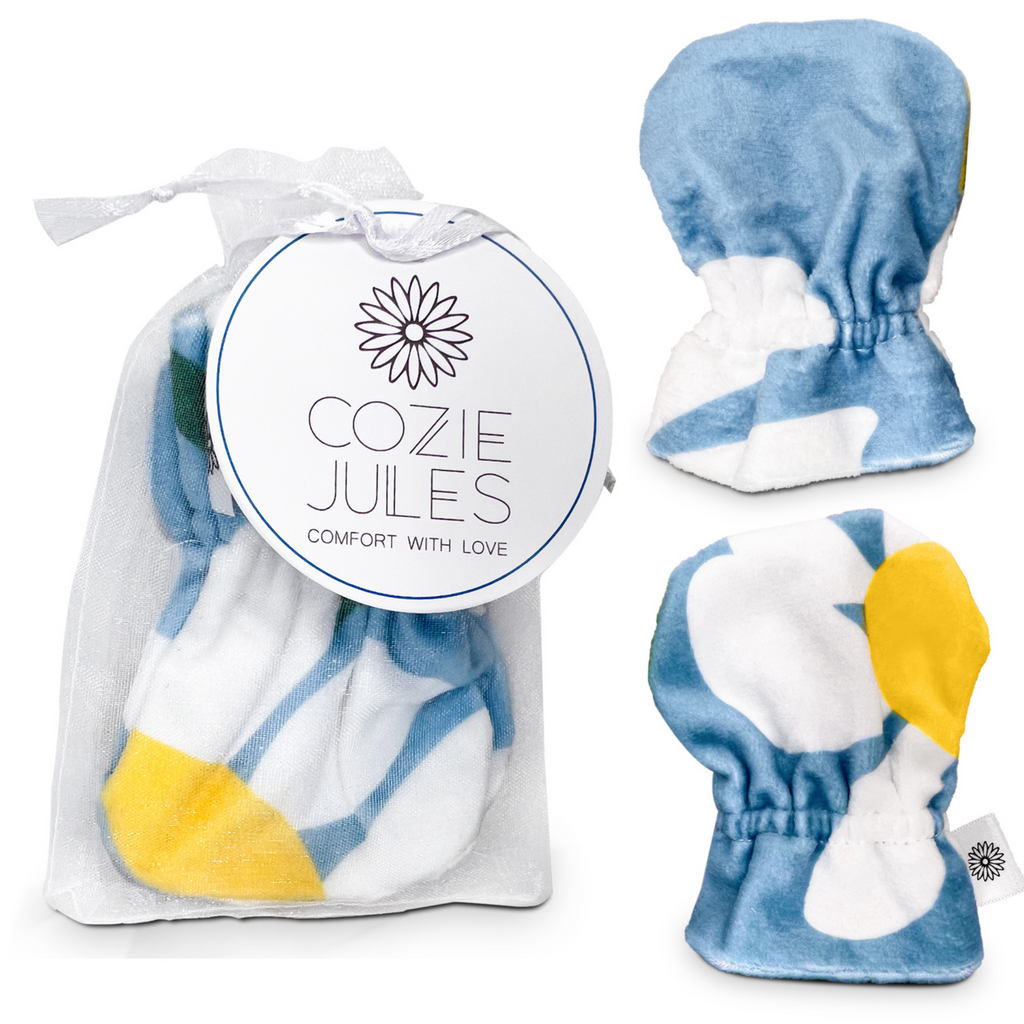 White Daisies Baby Mittens