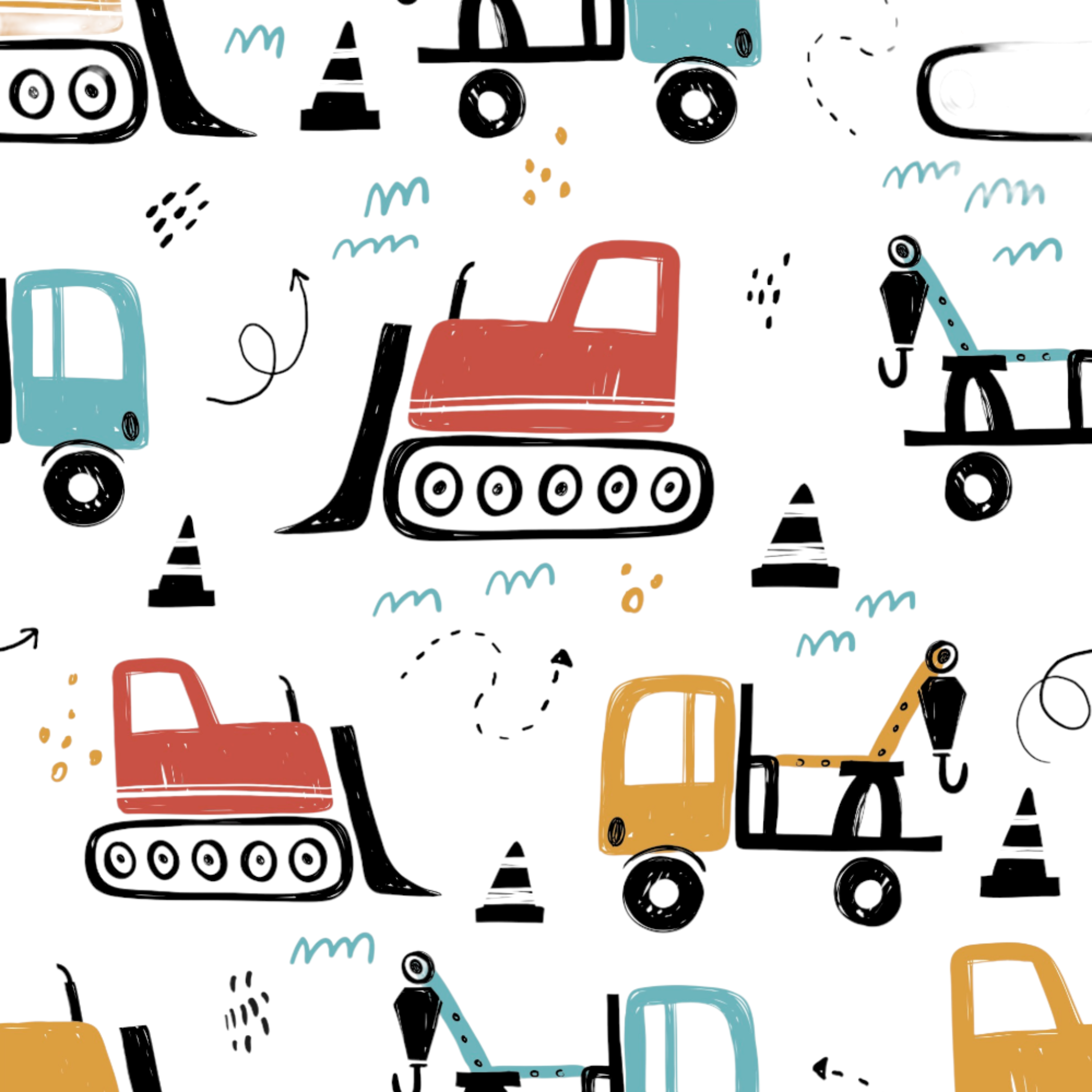 Stay-On Baby Mittens with Silicone Grip - Construction Trucks No Scratch Mittens for Newborns 0-6 Months